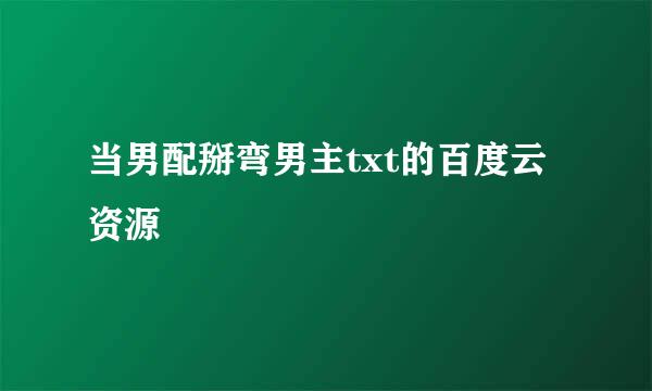 当男配掰弯男主txt的百度云资源