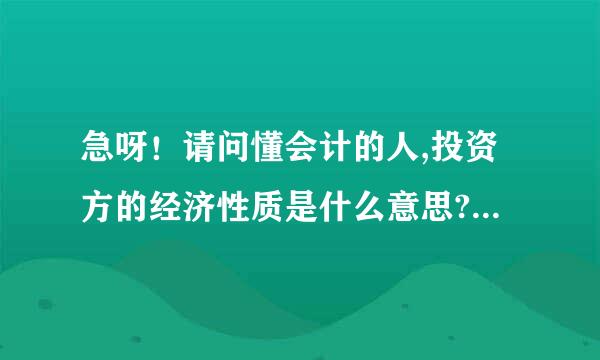 急呀！请问懂会计的人,投资方的经济性质是什么意思?要怎样填写？