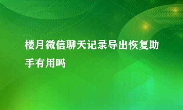 楼月微信聊天记录导出恢复助手有用吗