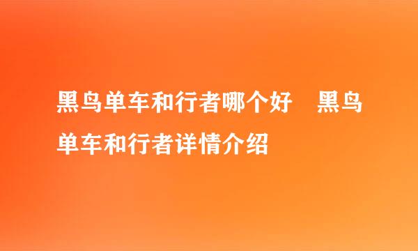 黑鸟单车和行者哪个好 黑鸟单车和行者详情介绍