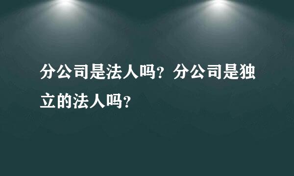 分公司是法人吗？分公司是独立的法人吗？