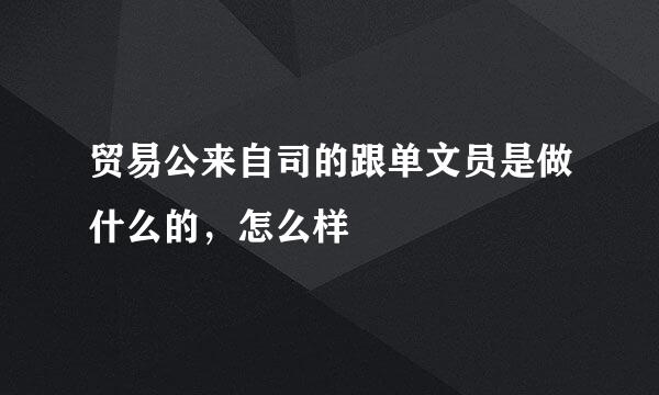 贸易公来自司的跟单文员是做什么的，怎么样