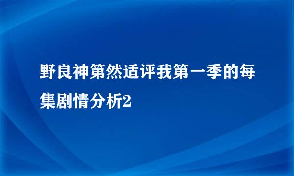 野良神第然适评我第一季的每集剧情分析2