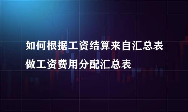 如何根据工资结算来自汇总表做工资费用分配汇总表