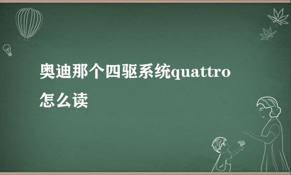 奥迪那个四驱系统quattro 怎么读