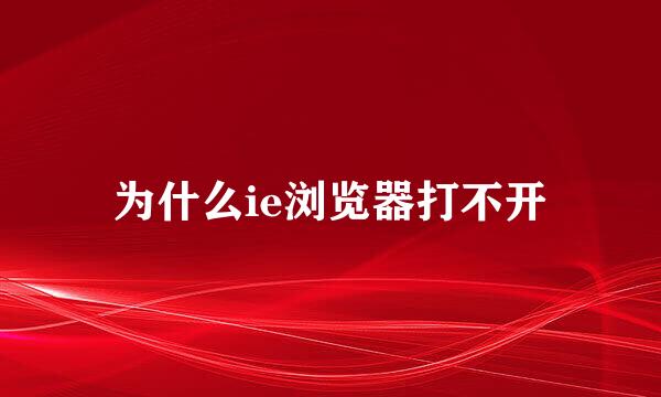 为什么ie浏览器打不开