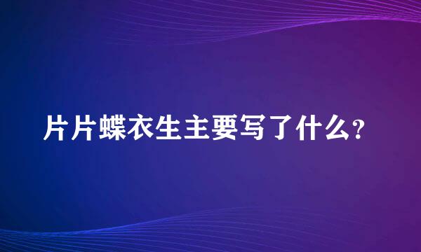 片片蝶衣生主要写了什么？