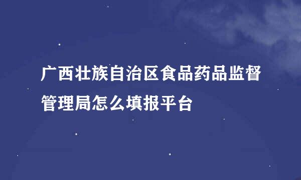 广西壮族自治区食品药品监督管理局怎么填报平台