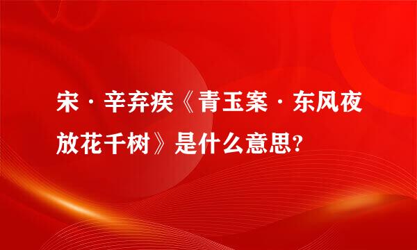 宋·辛弃疾《青玉案·东风夜放花千树》是什么意思?