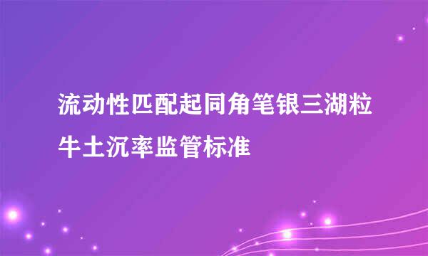 流动性匹配起同角笔银三湖粒牛土沉率监管标准