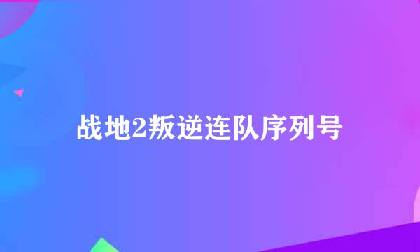 战地2叛逆连队序列号