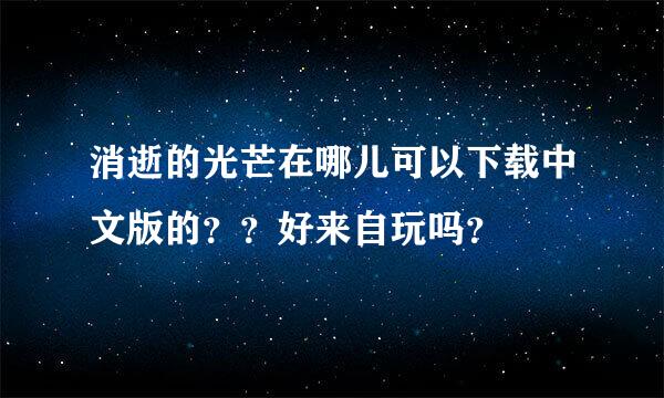 消逝的光芒在哪儿可以下载中文版的？？好来自玩吗？