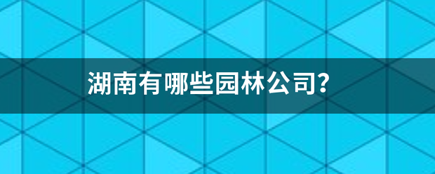 湖南有哪些园林公司？