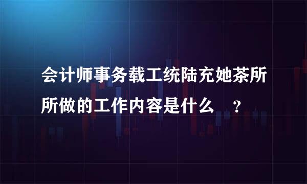 会计师事务载工统陆充她茶所所做的工作内容是什么 ？