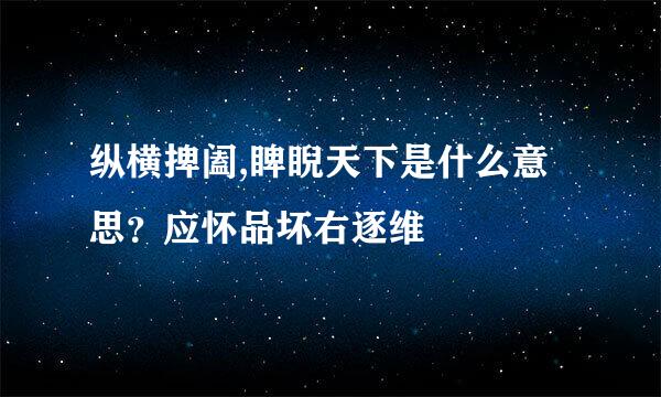 纵横捭阖,睥睨天下是什么意思？应怀品坏右逐维