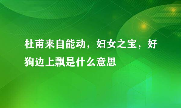 杜甫来自能动，妇女之宝，好狗边上飘是什么意思