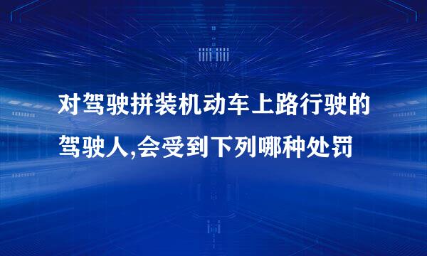 对驾驶拼装机动车上路行驶的驾驶人,会受到下列哪种处罚