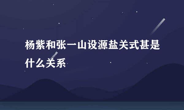 杨紫和张一山设源盐关式甚是什么关系