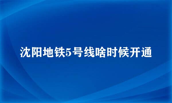 沈阳地铁5号线啥时候开通