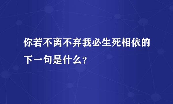 你若不离不弃我必生死相依的下一句是什么？