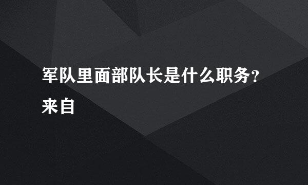 军队里面部队长是什么职务？来自