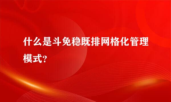 什么是斗免稳既排网格化管理模式？