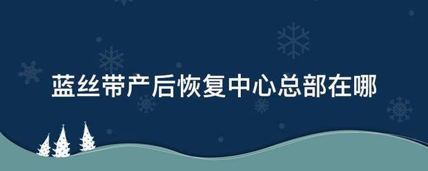 蓝丝带产后恢复中心总部在哪