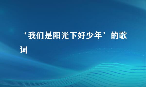 ‘我们是阳光下好少年’的歌词