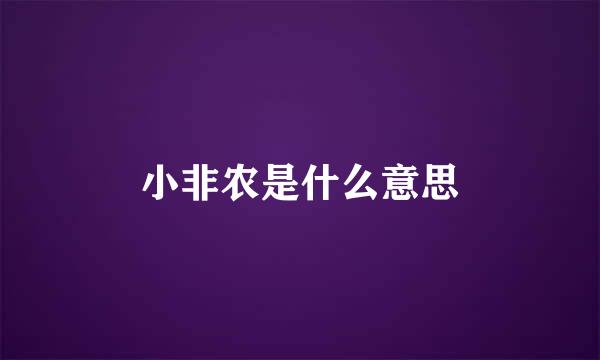 小非农是什么意思