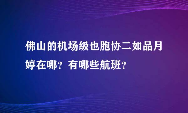 佛山的机场级也胞协二如品月婷在哪？有哪些航班？