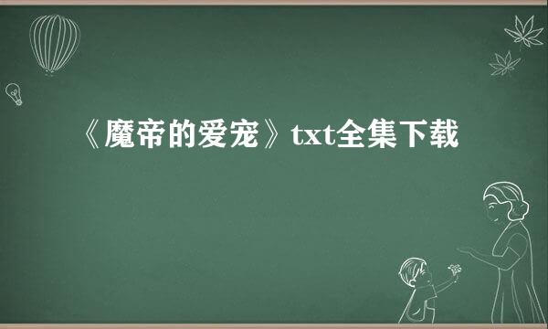 《魔帝的爱宠》txt全集下载