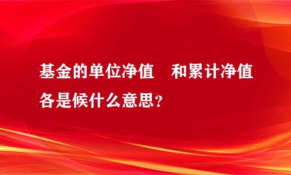 基金的单位净值 和累计净值各是候什么意思？