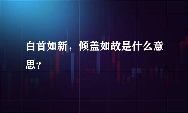 白首如新，倾盖如故是什么意思？