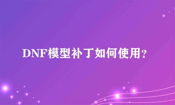 DNF模型补丁如何使用？