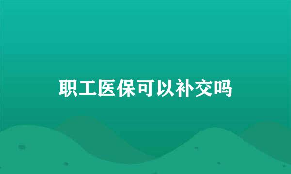 职工医保可以补交吗