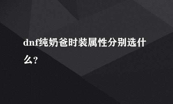 dnf纯奶爸时装属性分别选什么？