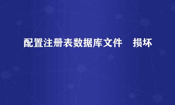 配置注册表数据库文件 损坏