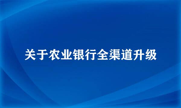 关于农业银行全渠道升级