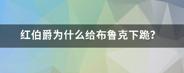 红伯爵为什么给布鲁克下跪？