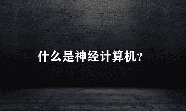 什么是神经计算机？