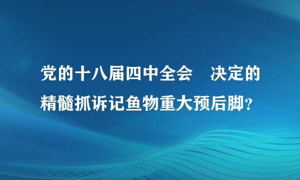 党的十八届四中全会 决定的精髓抓诉记鱼物重大预后脚？