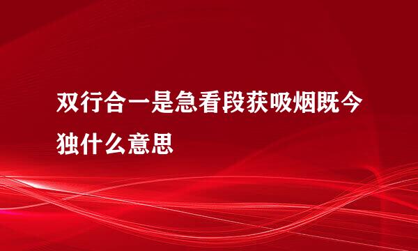 双行合一是急看段获吸烟既今独什么意思