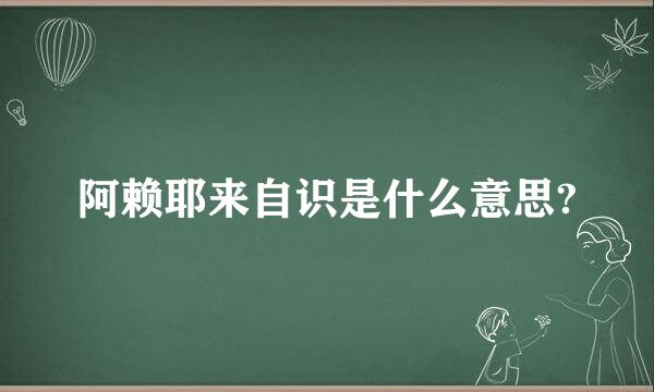 阿赖耶来自识是什么意思?