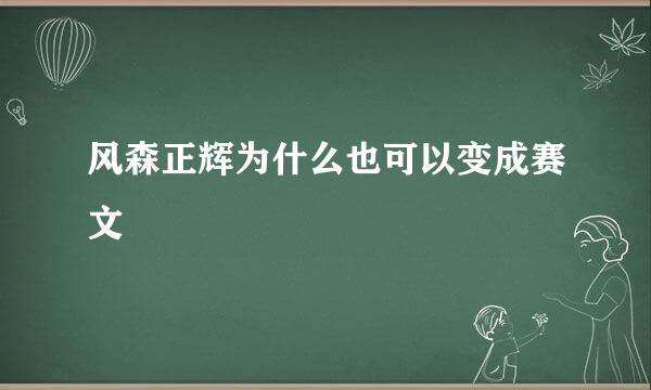 风森正辉为什么也可以变成赛文