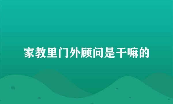 家教里门外顾问是干嘛的