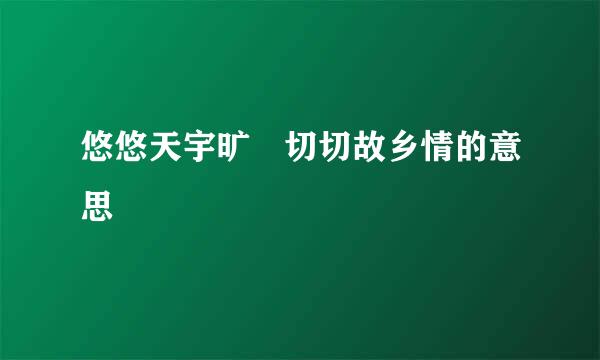 悠悠天宇旷 切切故乡情的意思