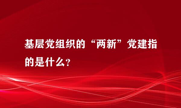 基层党组织的“两新”党建指的是什么？