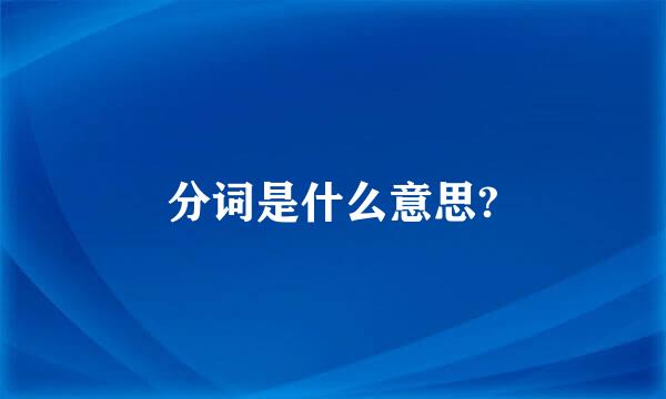 分词是什么意思?