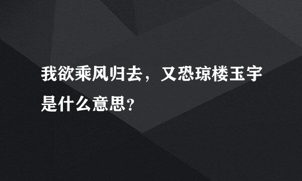 我欲乘风归去，又恐琼楼玉宇是什么意思？