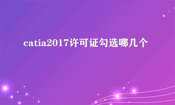 catia2017许可证勾选哪几个